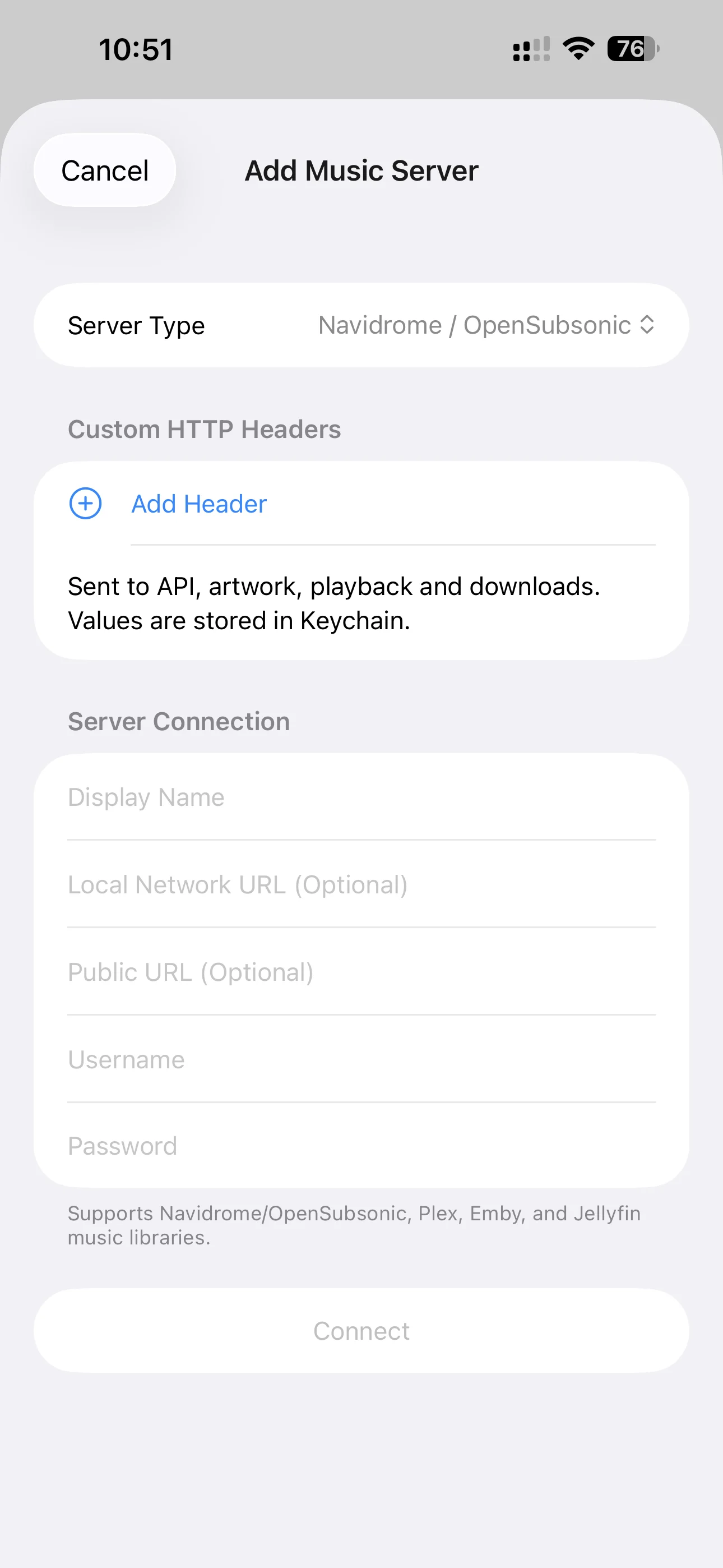 Music library connection